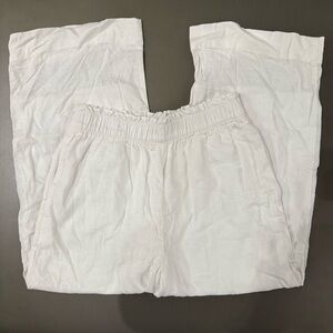 Abercrombie & Fitch White Linen Style Stretchy Waistband Pants - Size Medium